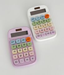 BEYAZ RENK TASARIM HESAP MAKİNESİ MEKANİK TUŞLU