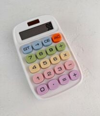 BEYAZ RENK TASARIM HESAP MAKİNESİ MEKANİK TUŞLU