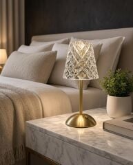 KRİSTAL MODEL DOKUNMATİK LED ABAJUR MASA LAMBASI 30 CM