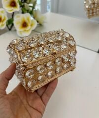 KRİSTAL TAŞLI TAKI MÜCEVHER KUTUSU GOLD