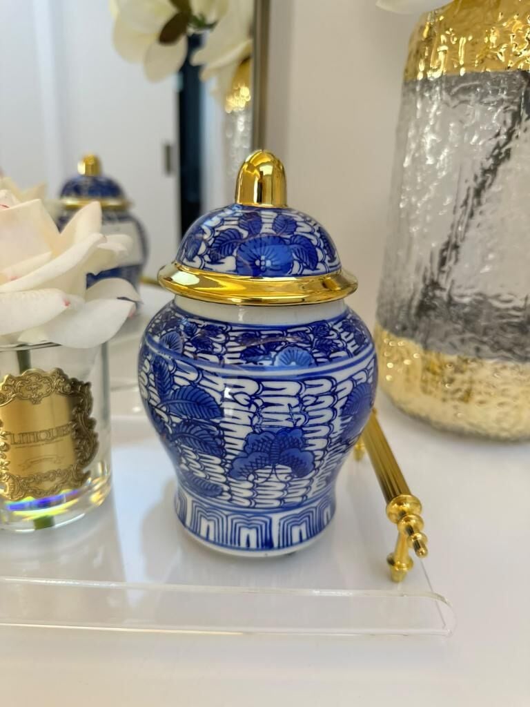 MİNİ PORSELEN KÜP BLUE BLANC DESENLİ 16 CM