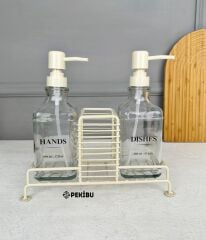 2'Lİ METAL STANTLI CAM SABUNLUK KREM (4 ADET ETİKET)