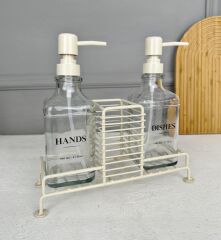 2'Lİ METAL STANTLI CAM SABUNLUK KREM (4 ADET ETİKET)