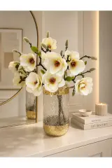 SİLİNDİR MODEL İTHAL CAM VAZO GOLD 27 CM