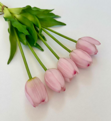 5'Lİ PREMİUM KALİTE YAPAY ISLAK LALE BUKETİ AÇIK PEMBE