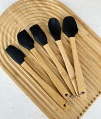 5'Lİ BAMBU SİLİKON MİNİ SPATULA SETİ SİYAH