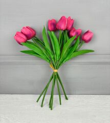 8'Lİ YAPAY ISLAK LALE BUKETİ 1.KALİTE PEMBE