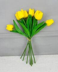8'Lİ YAPAY ISLAK LALE BUKETİ 1.KALİTE SARI