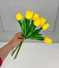 8'Lİ YAPAY ISLAK LALE BUKETİ 1.KALİTE SARI