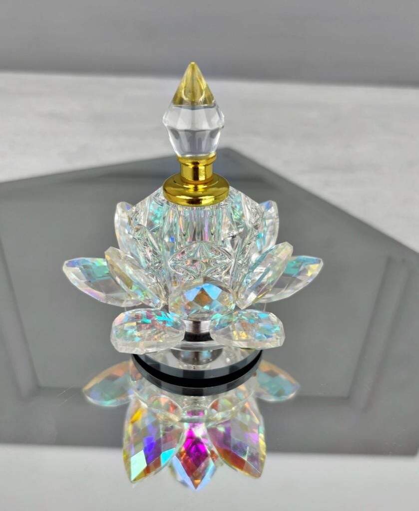 KRİSTAL PARFÜM ŞİŞESİ DÖNER STANTLI NİLÜFER MODEL GOLD