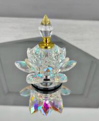 KRİSTAL PARFÜM ŞİŞESİ DÖNER STANTLI NİLÜFER MODEL GOLD