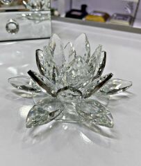 KRİSTAL NİLÜFER OBJE GÜMÜŞ BÜYÜK 7X16 CM