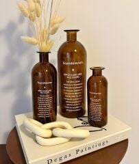 3'LÜ BOHEM İSKANDİNAV AMBER CAM VAZO SETİ