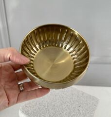 LÜKS MİNİ PASLANMAZ ÇELİK SAKSI KASE ÇİZGİ DESEN ESKİTME 12 CM