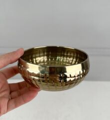 LÜKS MİNİ PASLANMAZ ÇELİK SAKSI KASE KARE DESEN GOLD 12 CM