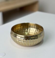 LÜKS MİNİ PASLANMAZ ÇELİK SAKSI KASE KARE DESEN GOLD 12 CM