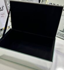 AYNALI MÜCEVHER KUTUSU SWAROVSİ TAŞLI DİKDÖRTGEN GÜMÜŞ