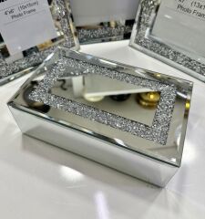 AYNALI MÜCEVHER KUTUSU SWAROVSİ TAŞLI DİKDÖRTGEN GÜMÜŞ