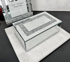 AYNALI MÜCEVHER KUTUSU SWAROVSİ TAŞLI DİKDÖRTGEN GÜMÜŞ