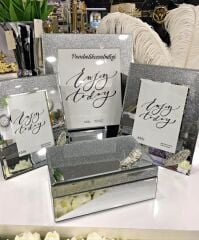 AYNALI ÇERÇEVE YAPRAK GÜMÜŞ ORTA