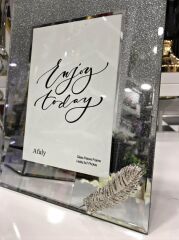 AYNALI ÇERÇEVE YAPRAK GÜMÜŞ ORTA