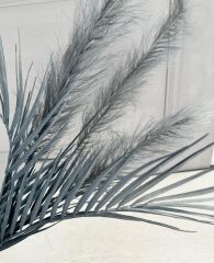 UZUN TÜYLÜ YAPAY YELPAZE ÇİÇEK BUKETİ GRİ