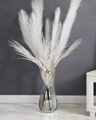 UZUN TÜYLÜ YAPAY YELPAZE ÇİÇEK BUKETİ BEYAZ