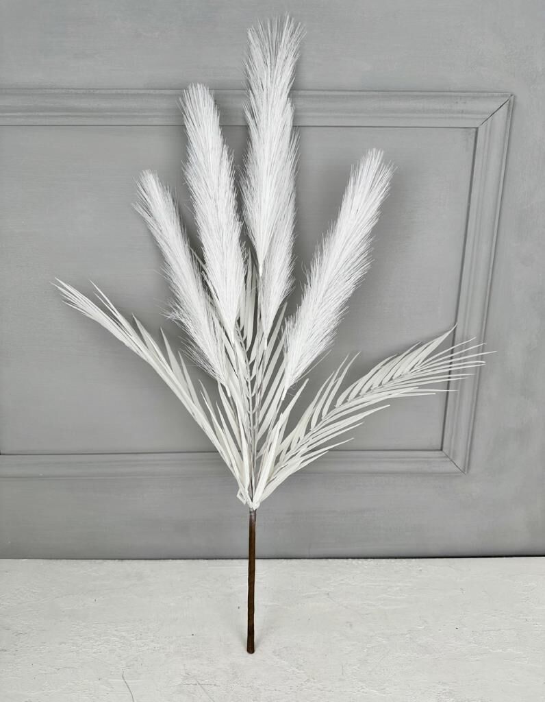 UZUN TÜYLÜ YAPAY YELPAZE ÇİÇEK BUKETİ BEYAZ