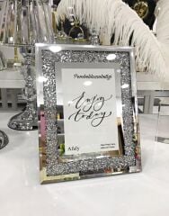 AYNALI TAŞLI ÇERÇEVE GÜMÜŞ 10X15 CM