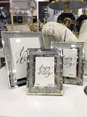 AYNALI TAŞLI ÇERÇEVE GÜMÜŞ 10X15 CM