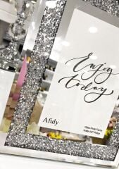 AYNALI TAŞLI ÇERÇEVE GÜMÜŞ 10X15 CM