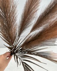 UZUN TÜYLÜ YAPAY YELPAZE ÇİÇEK BUKETİ KAHVE