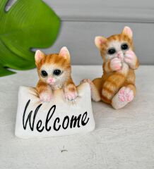 WELCOME SERAMİK KEDİ BİBLO SARI