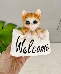 WELCOME SERAMİK KEDİ BİBLO SARI
