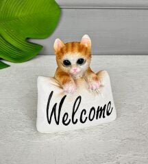WELCOME SERAMİK KEDİ BİBLO SARI