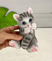 SERAMİK KEDİ BİBLO GRİ