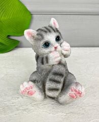 SERAMİK KEDİ BİBLO GRİ