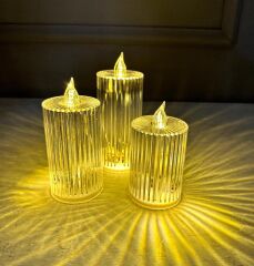 SİLİNDİR MODEL PİLLİ LED MUM 15 CM