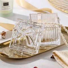 FİYONK MODEL KAPAKLI CAM KUTU ŞEKERLİK KARE