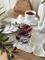 FİYONK MODEL KAPAKLI CAM KUTU ŞEKERLİK KARE