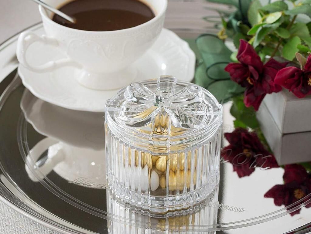 FİYONK MODEL KAPAKLI CAM KUTU ŞEKERLİK YUVARLAK