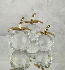 3'LÜ KRİSTAL CAM ELMA DEKOR GOLD
