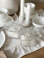 2'Lİ FİYONK MODEL KAPAKLI CAM KUTU ŞEKERLİK KARE