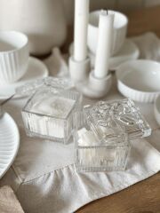 2'Lİ FİYONK MODEL KAPAKLI CAM KUTU ŞEKERLİK KARE