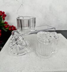 2'Lİ FİYONK MODEL KAPAKLI CAM KUTU ŞEKERLİK KALP