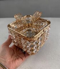 KRİSTAL TAŞLI FİYONK MODEL KARE ŞEKERLİK KUTU ROSE GOLD