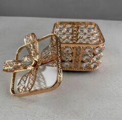KRİSTAL TAŞLI FİYONK MODEL KARE ŞEKERLİK KUTU ROSE GOLD