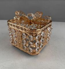 KRİSTAL TAŞLI FİYONK MODEL KARE ŞEKERLİK KUTU ROSE GOLD