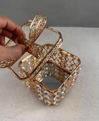KRİSTAL TAŞLI FİYONK MODEL KARE ŞEKERLİK KUTU ROSE GOLD