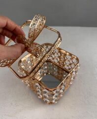 KRİSTAL TAŞLI FİYONK MODEL KARE ŞEKERLİK KUTU ROSE GOLD